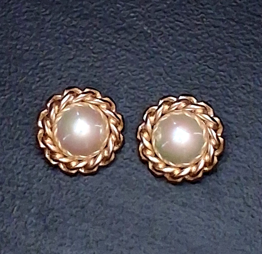 LARGE VINTAGE Christian Dior Faux Pearl Gold Tone Clip-On Earrings