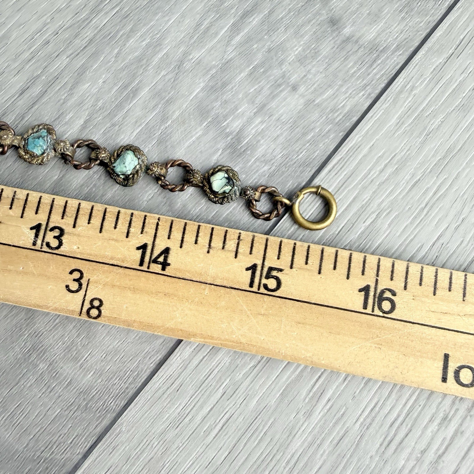 Vintage Possibly Antique Chinese Import Filigree Turquoise Pendant Necklace
