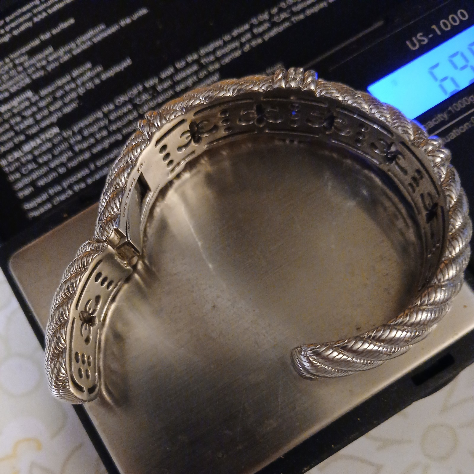 Judith Ripka 925 Sterling & CZ Designer Cuff Bracelet 69.5grams