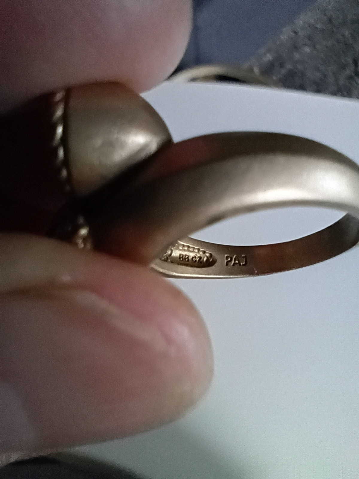 2 Stone CZ Bronze Ring Signed PAJ. Vintage