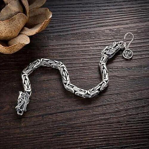 925 Sterling Silver Vintage Dragon Bracelet Unique Elegant Trendy Bangle Jewelry