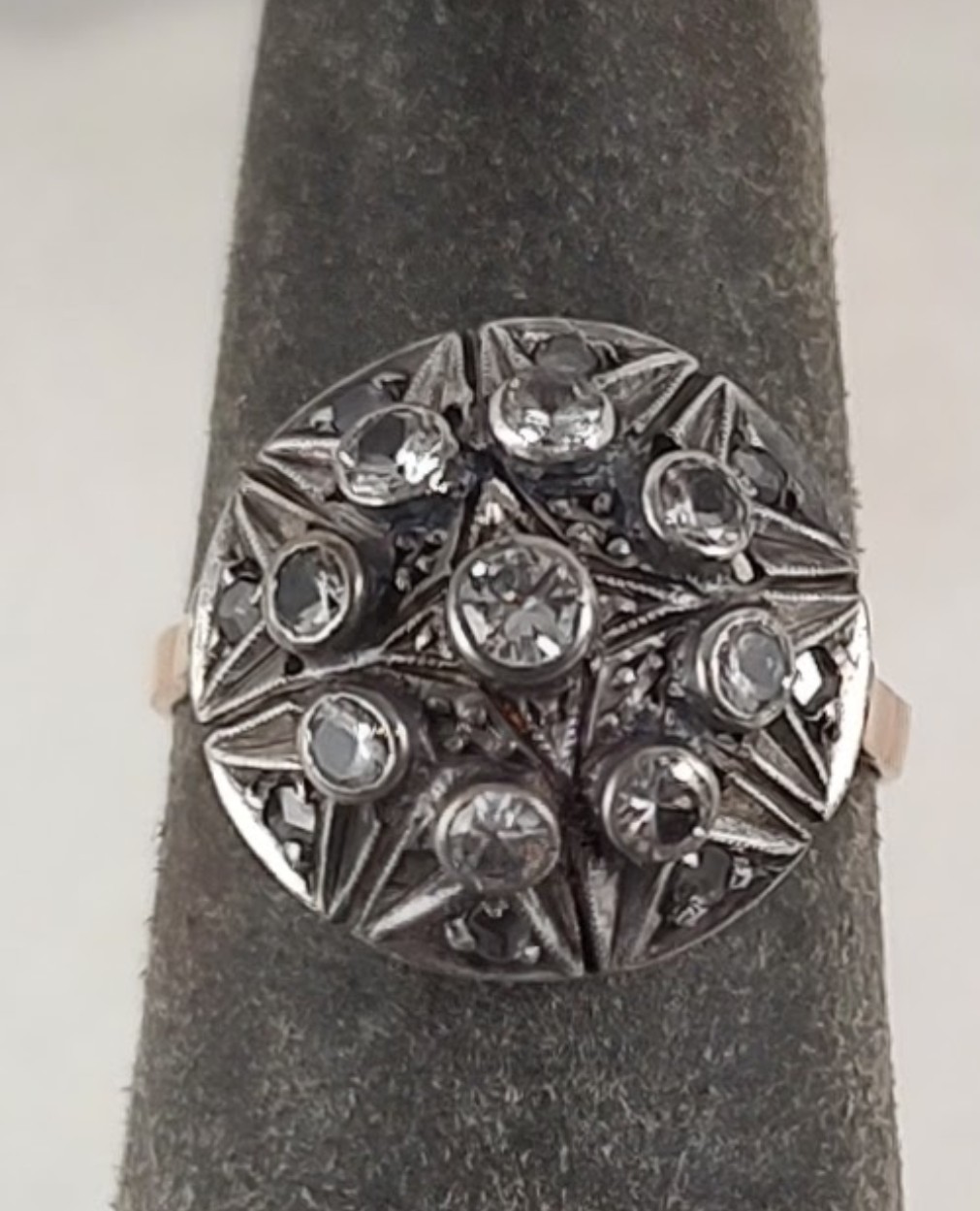 RARE Antique ESTATE 18K Band Sterling Top Spinel Stone Victorian Era Ring Sz 5.5