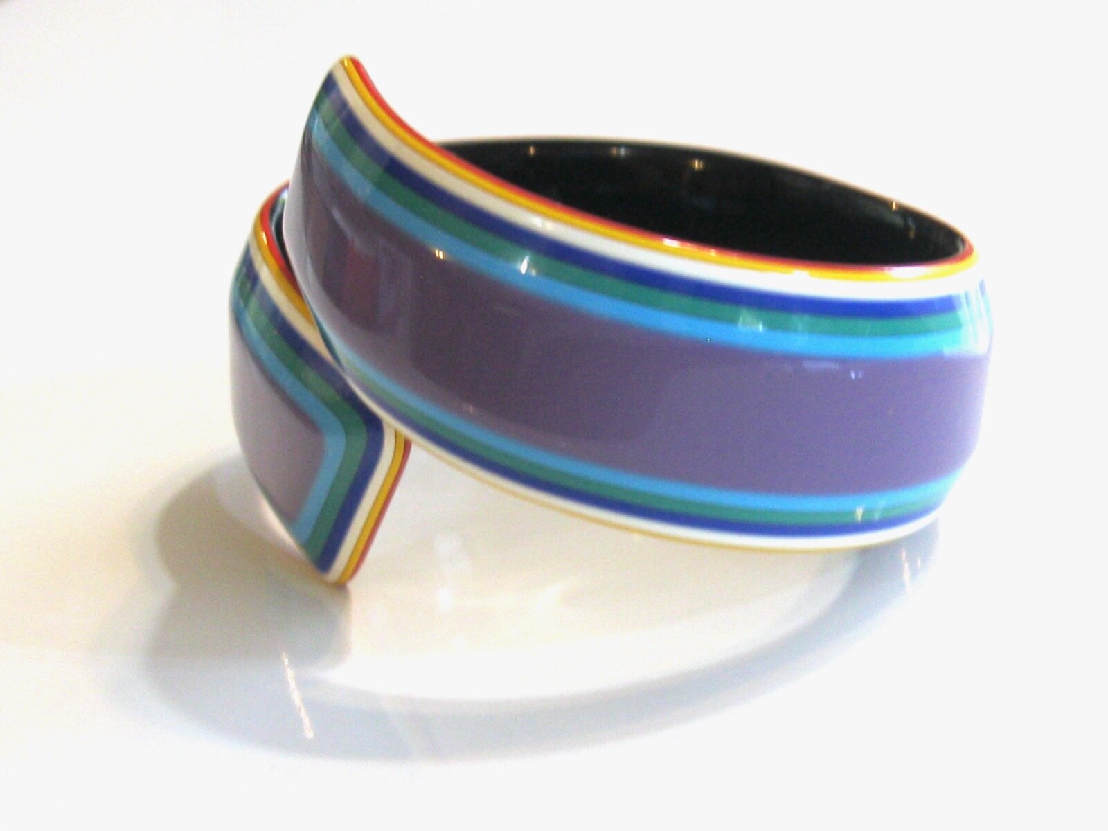 COLORFUL RETRO VINTAGE BYPASS WRAP LAYERED CELLULOSE ACETATE BANGLE BRACELET