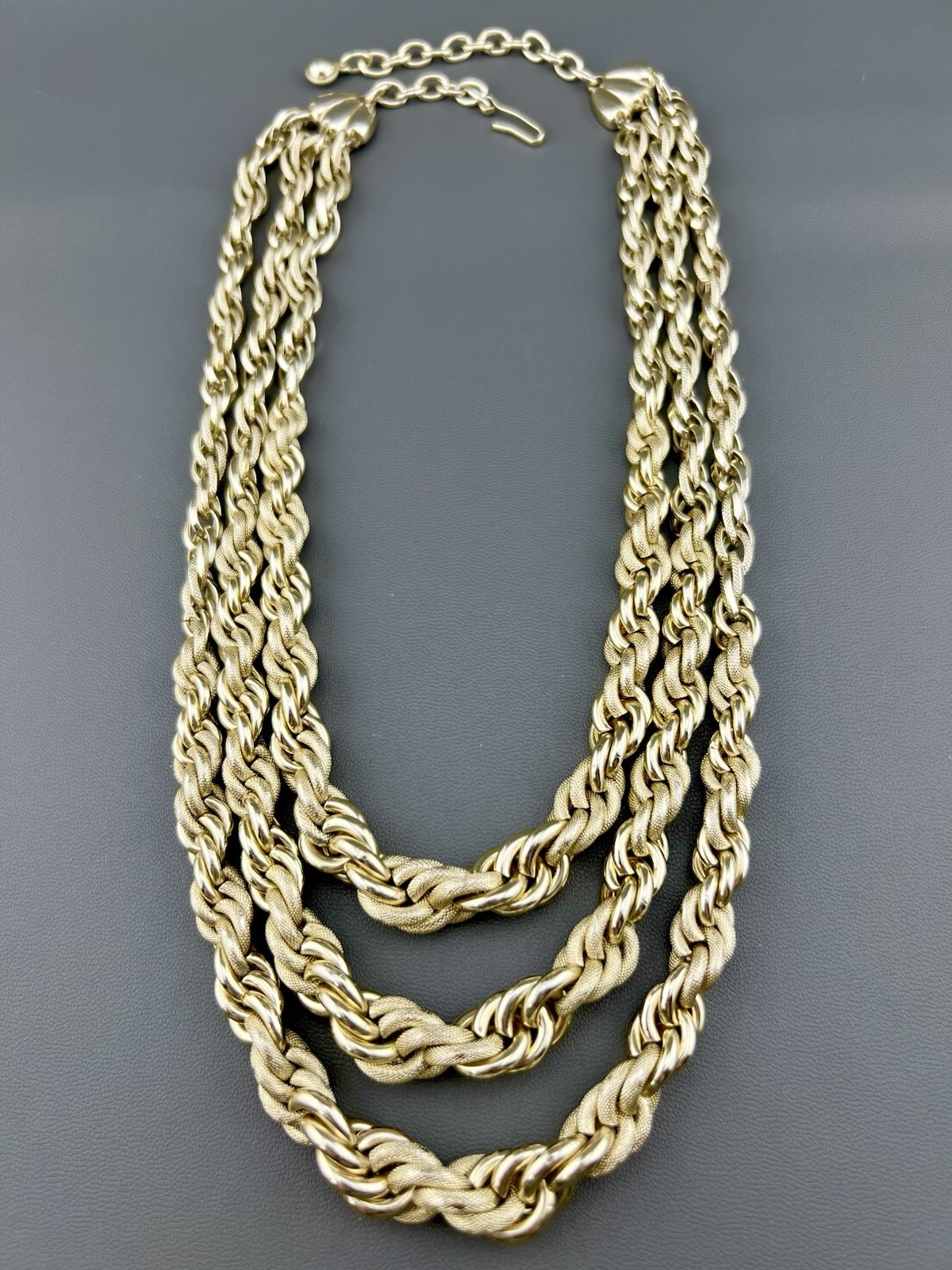 Vintage Layered Necklace Multi Strand Chunky Rope Gold Tone Signed W Germany 18”