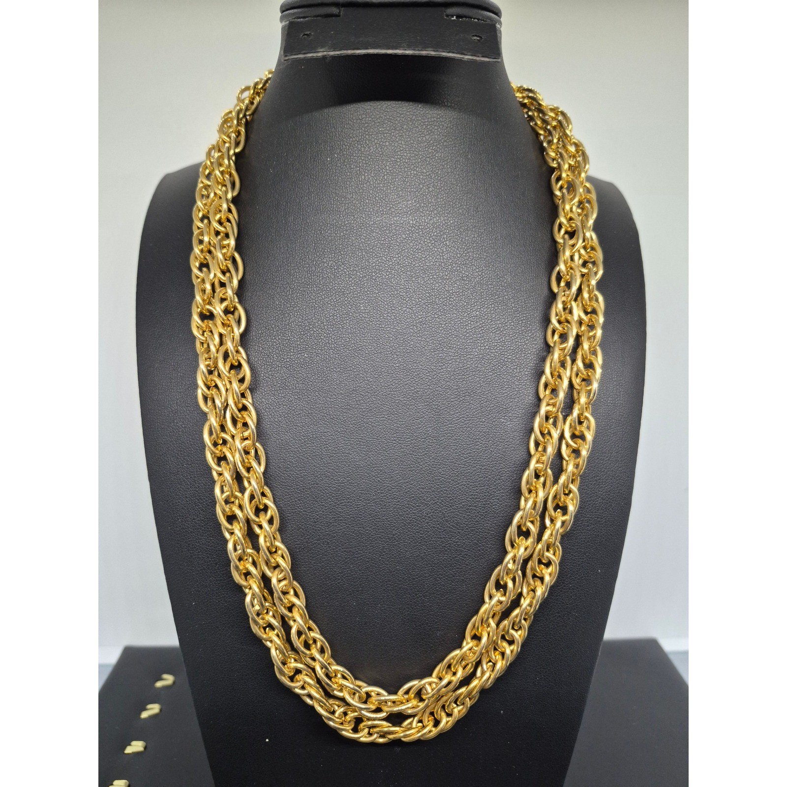 Vintage Necklace Gold Tone Single Long Link Chain Chunky Statement 40″