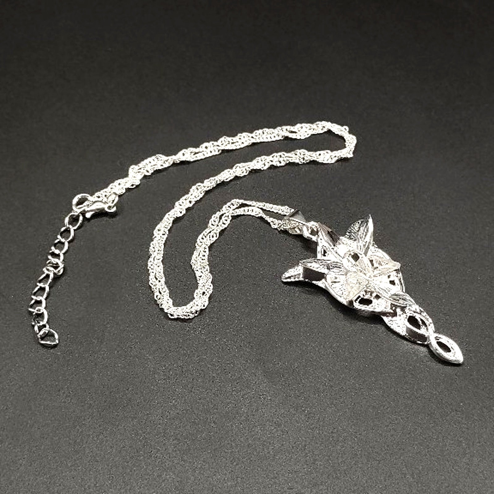 Silver LOTR Arwen Evenstar & CZ Necklace Valentine’s Anniversary Birthday gift