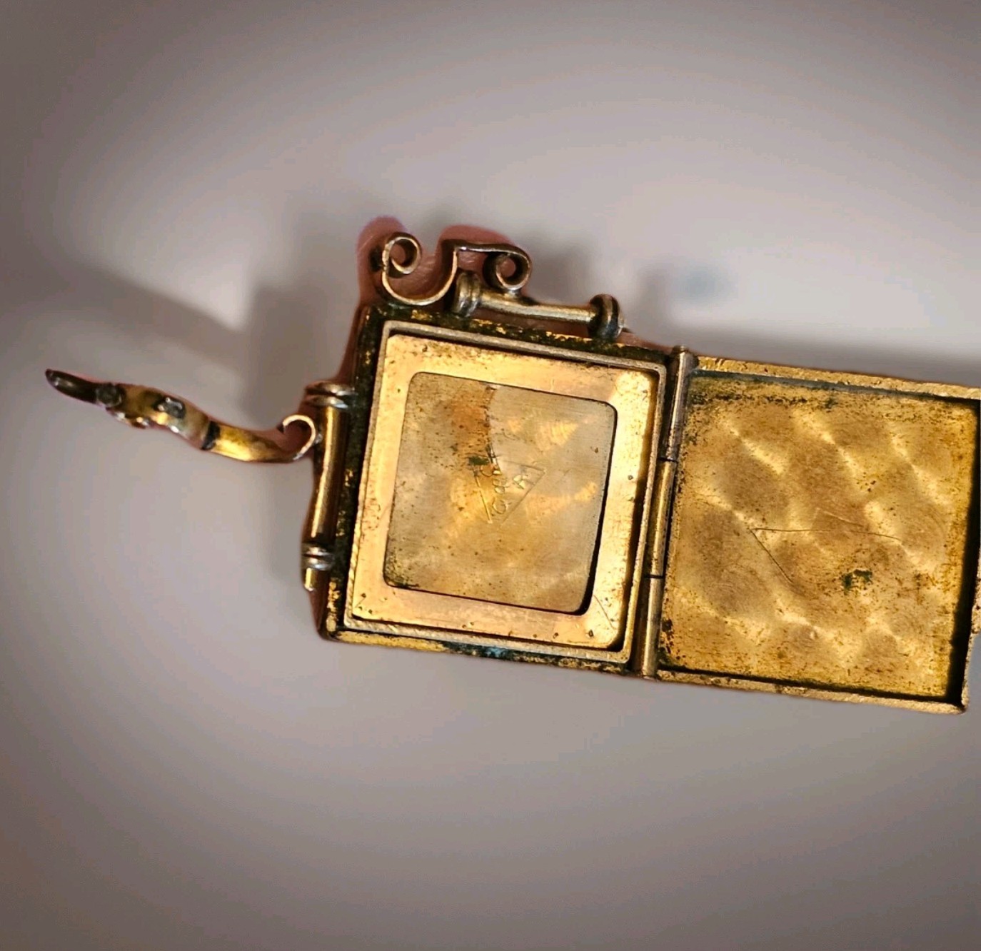 Necklace Locket Victorian Square Engraved 100 Years Old Gold Filled Vintage