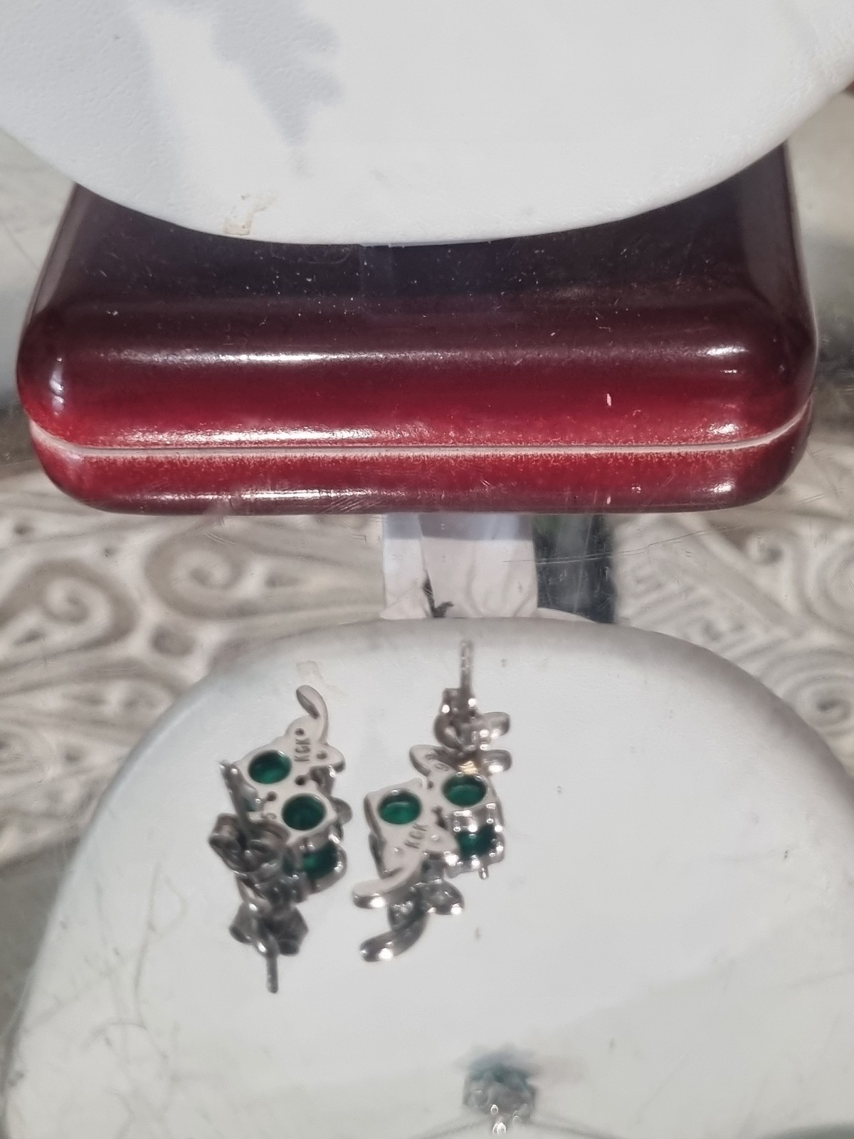 Vintage c1990s Sterling Silver Green Onyx & Topaz Earring Pendant Set See Video