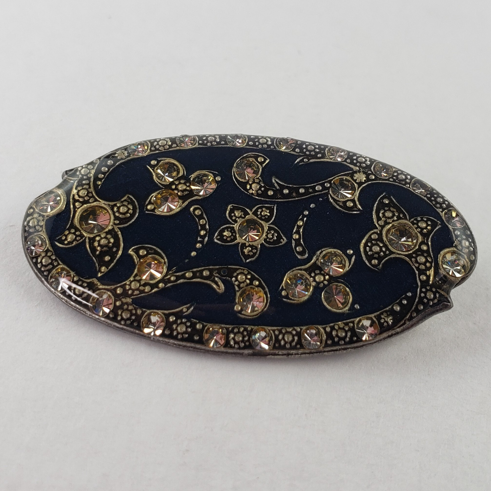 Art Deco Catherine Popesco Brooch Pin White Rhinestones France [7531]