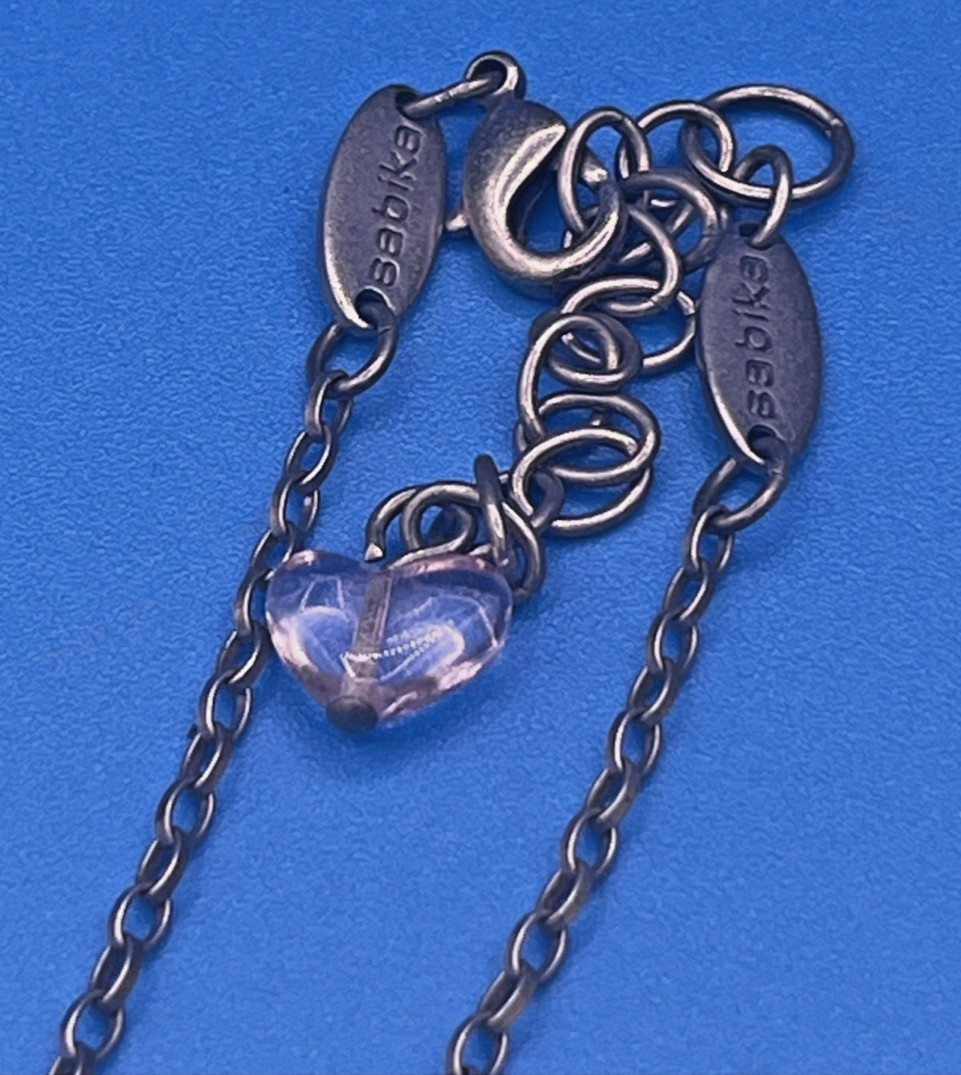 Vintage Sabika Necklace – Purple & Pink Crystal Pendant, Signed Statement Chain