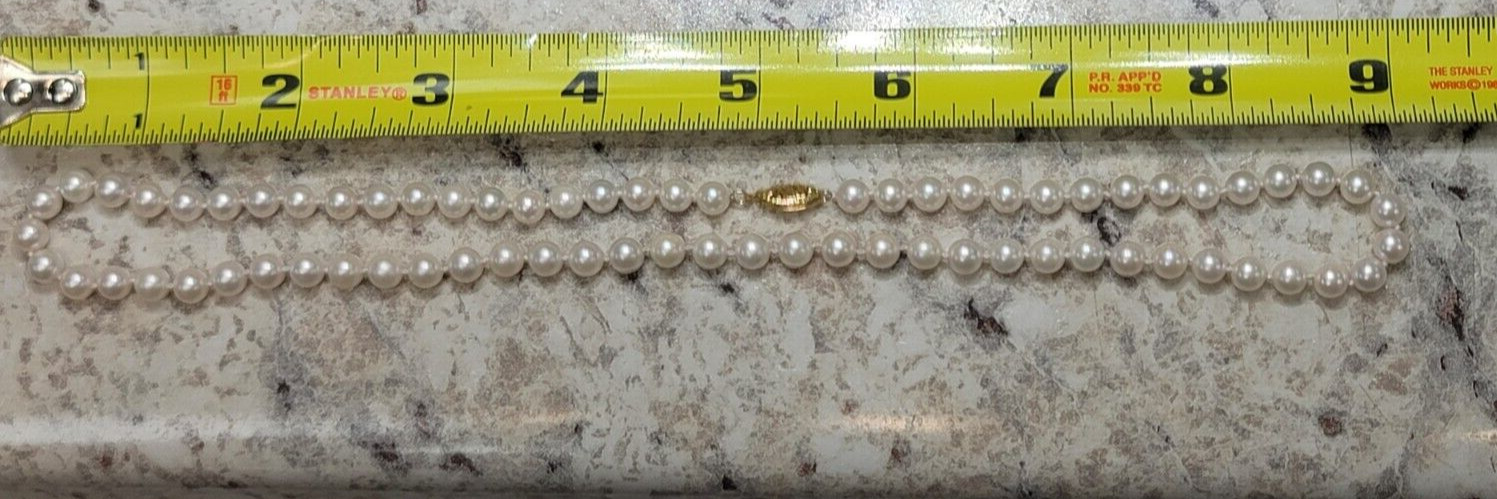 VINTAGE ELEGANT 14K & White Pearls Necklace “Firey Ideal Cut (FIC)” CLEAN & NICE
