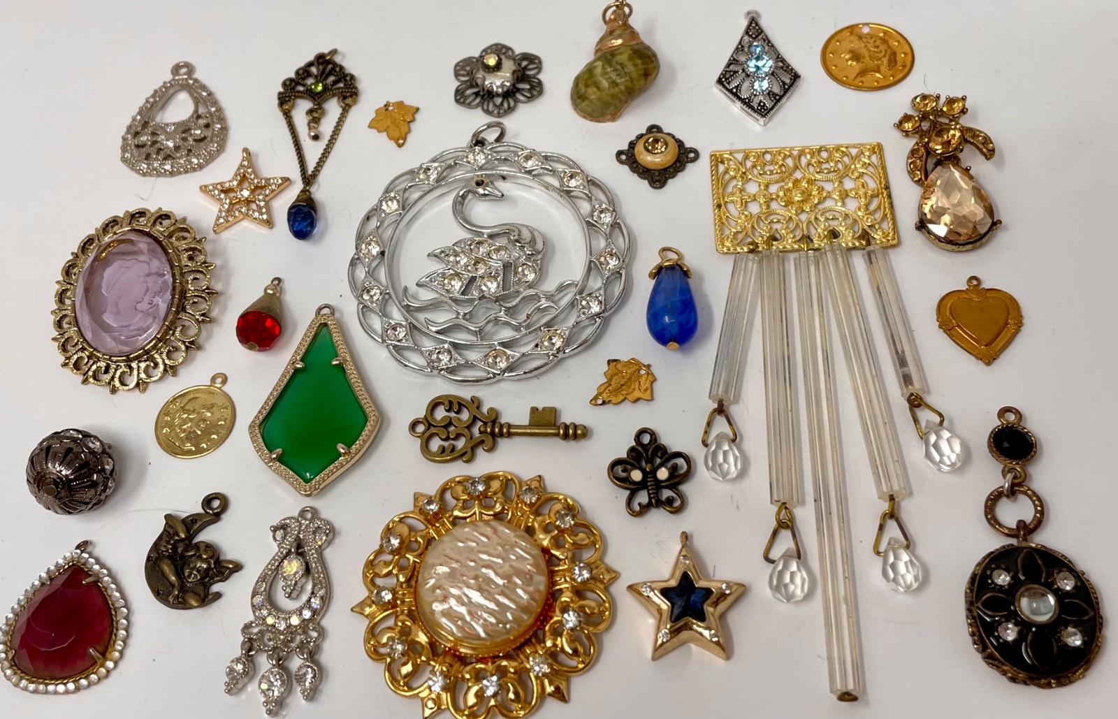 Lot Vtg & Modern Victorian Art Deco Style Pendants Findings Jewelry Craft Jn