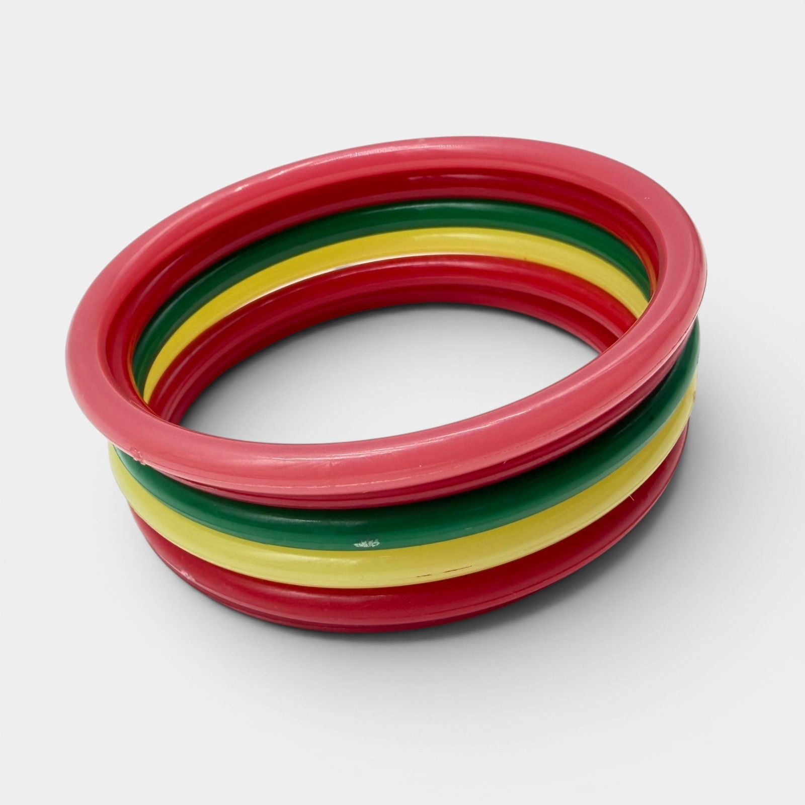 Vintage Lot of 12 Colorful Plastic Lucite Stackable Bangle Bracelets 3″