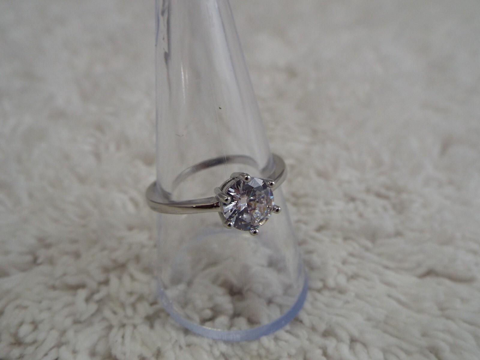 Silvertone Rhinestone Engagement-Style Ring ~ Size 8.5 (G18)