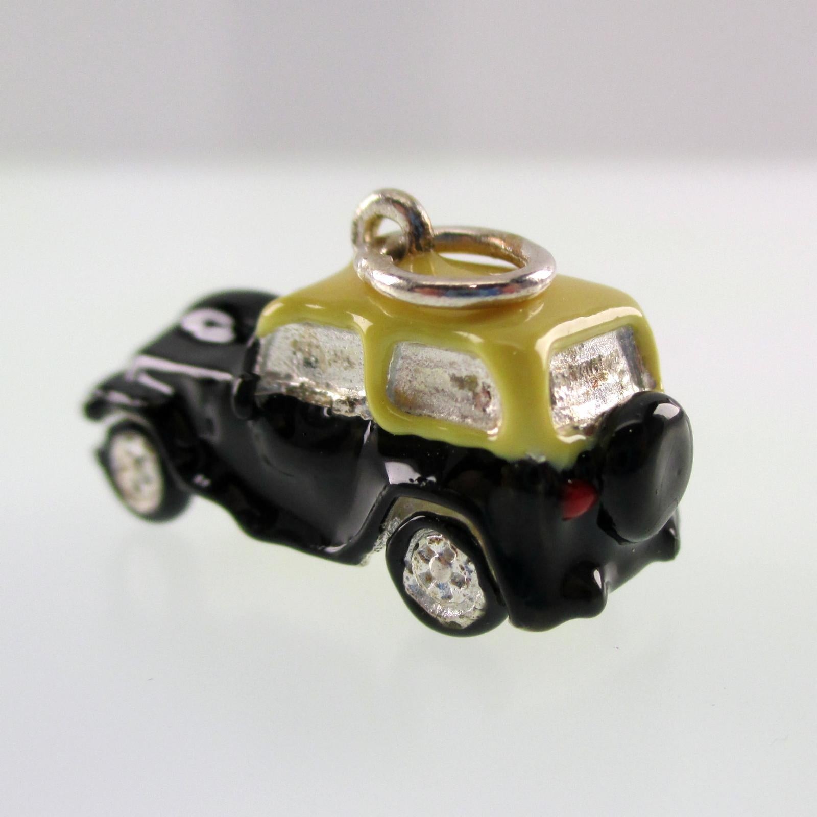 Sterling Silver and Enamel Jeep Truck Pendant for Necklace Brown County Silver
