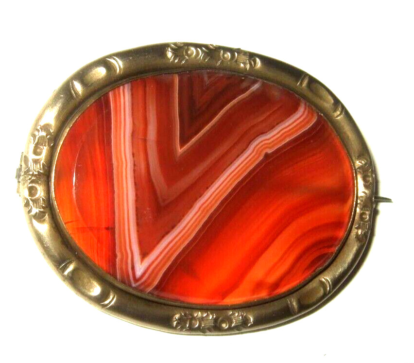 Scottish Agate Pin United Kingdom Estate Jewelry