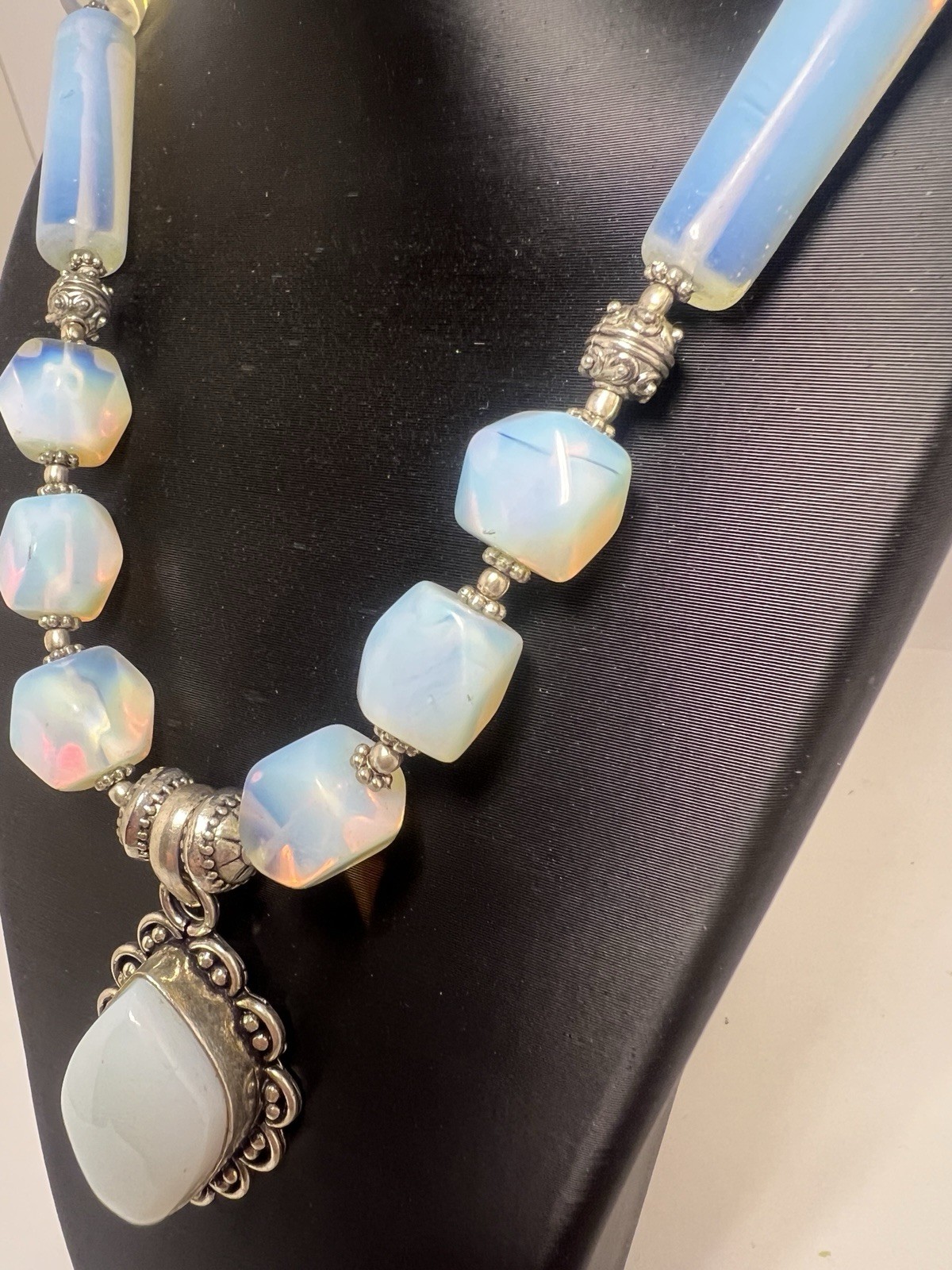 Vintage Opaline Glass Statement Necklace
