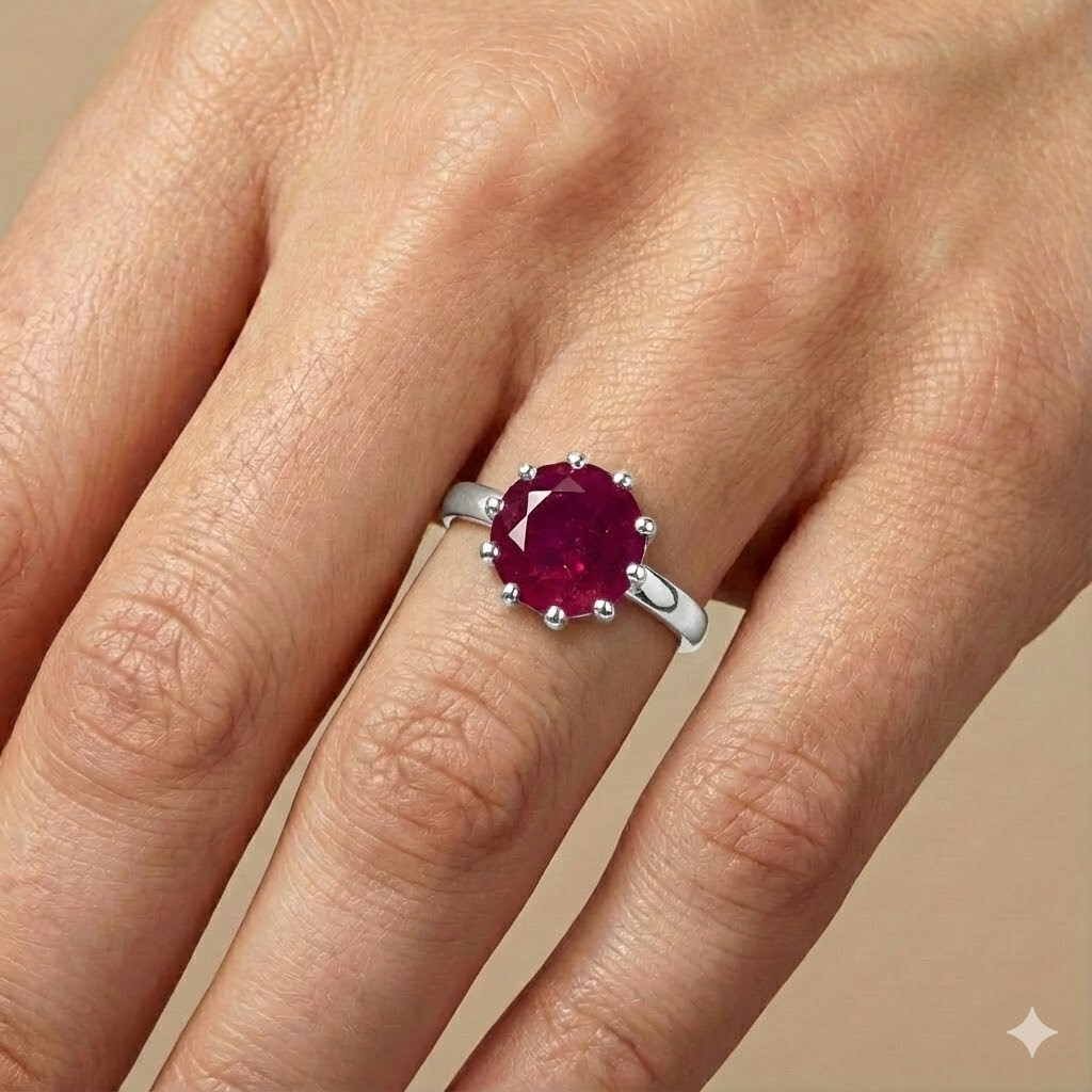 Vintage Platinum Engagement Ring 4.31ct. Natural Burma Round ruby GIA CERT