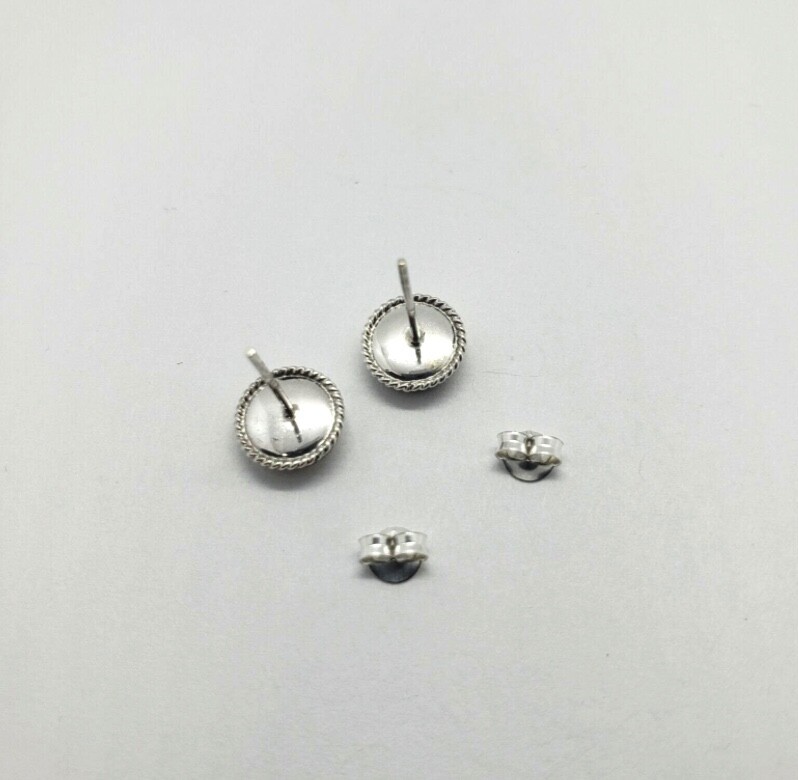 Sterling Silver Tiny Yin Yang Stud Earrings 5mm with Braid