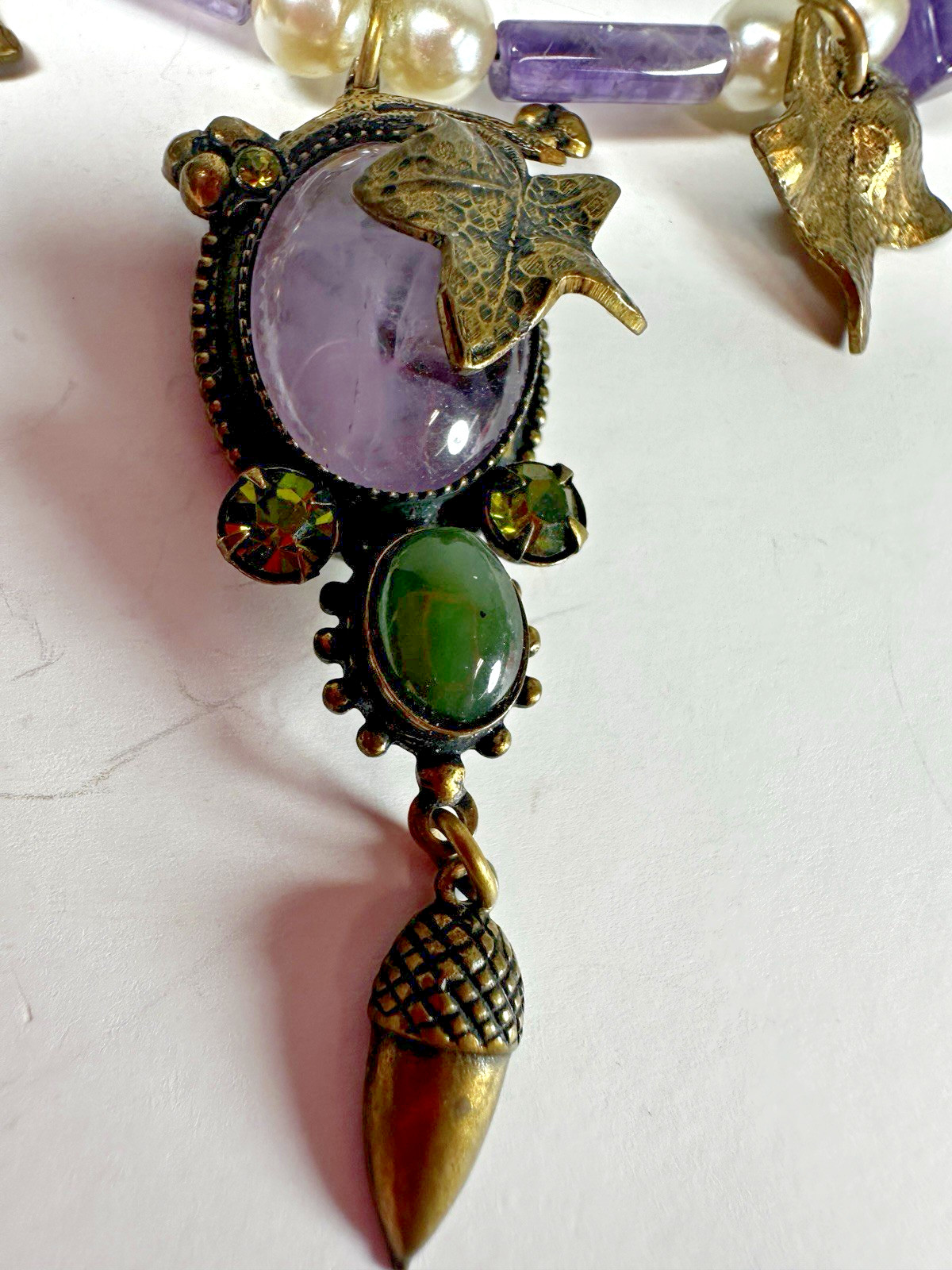 Vintage Necklace Amethyst Bead Whimsical Wire Choker Handmade Fairycore