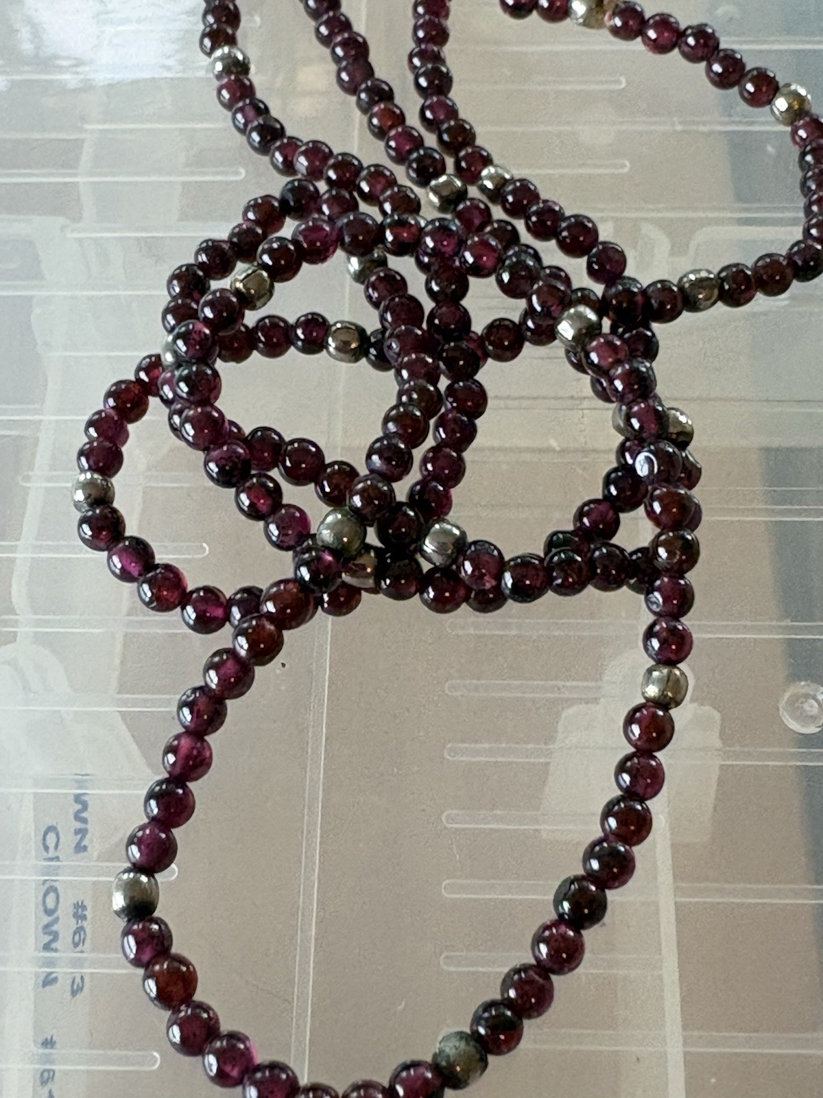Vintage Garnet Small Beads Beaded Necklace 36”