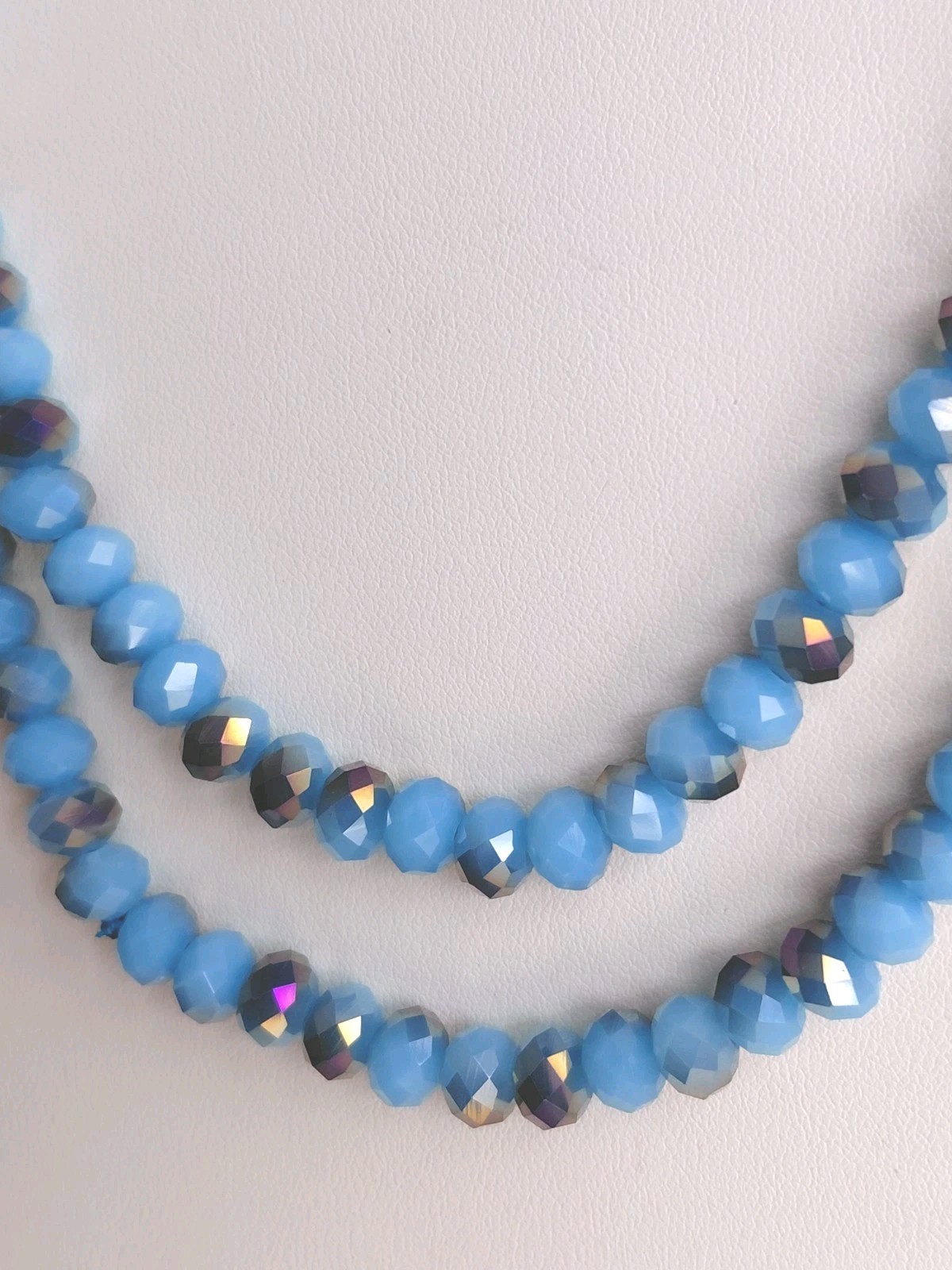 Blue AB Faceted Beaded Necklace/ Sparkling/ Very Good Condition/ No Clasp