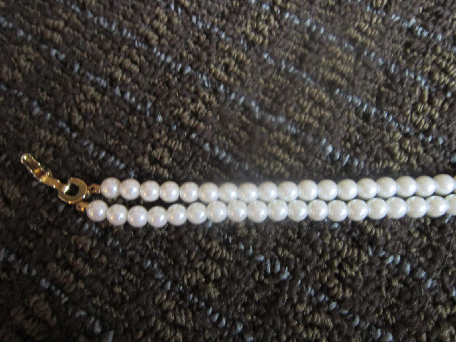 Faux Pearl Rhinestone Choker Necklace & Bracelet Gold tone Trim Elegant VTG