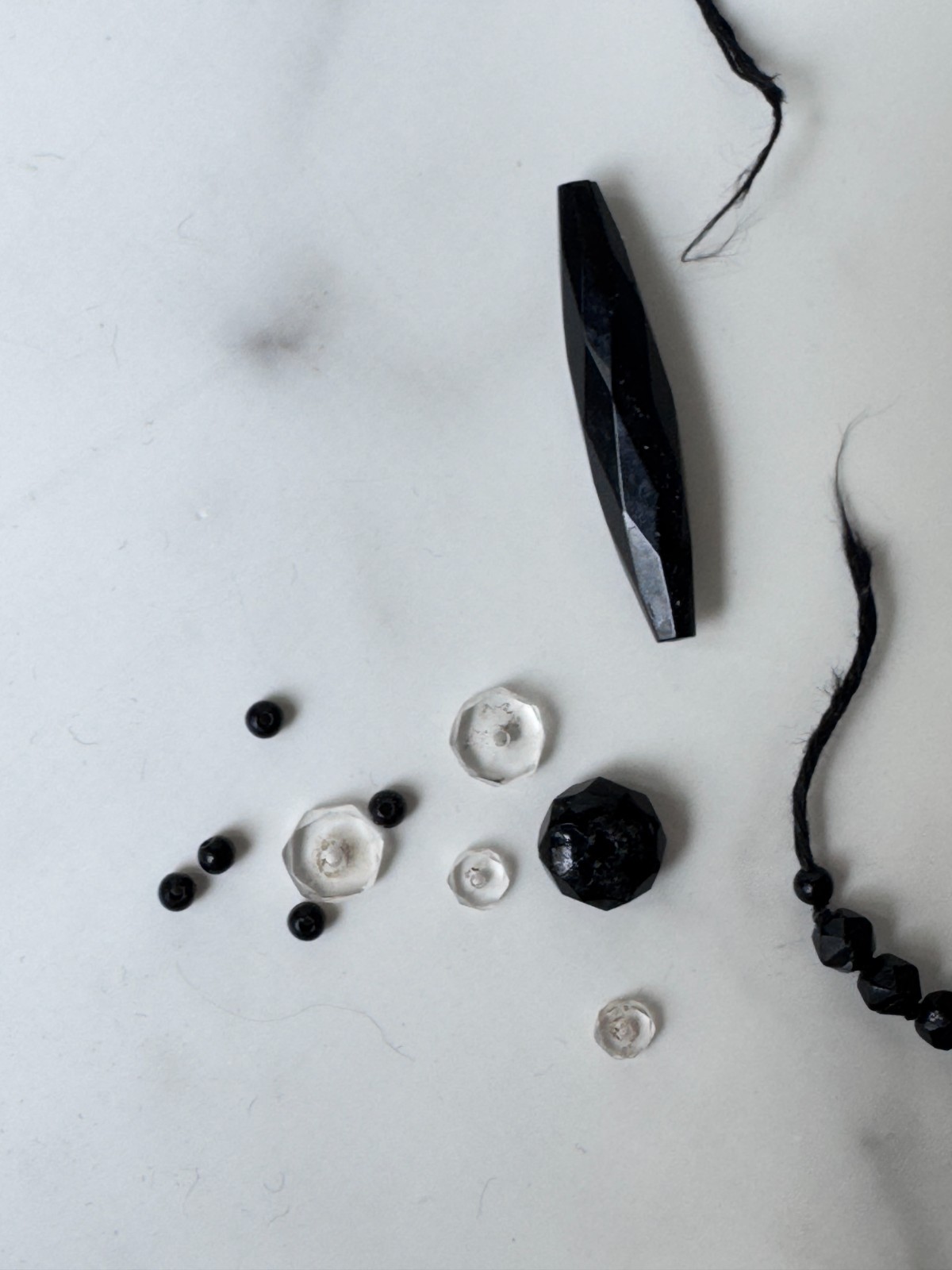Antique Victorian Black Jet Mourning Fancy Bead ROPE Necklace, Repair NEEDED
