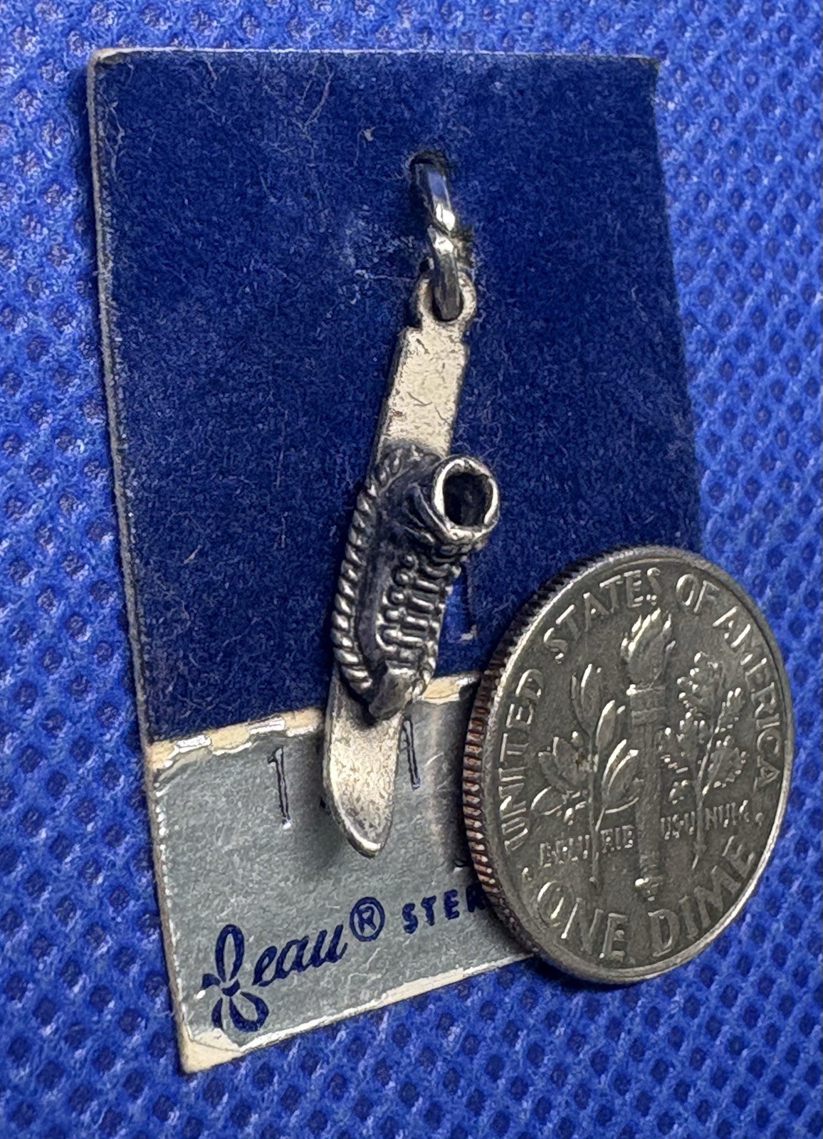 NEW & Vintage BEAU ski & shoe Charm Pendant 925 Silver 1950s-1970s