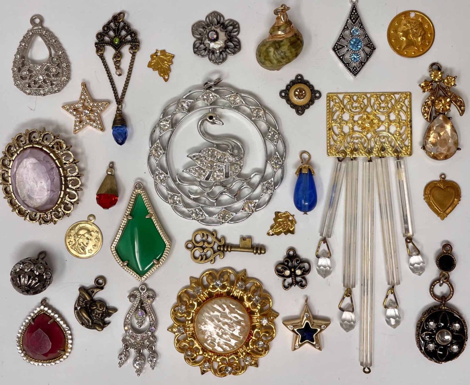 Lot Vtg & Modern Victorian Art Deco Style Pendants Findings Jewelry Craft Jn