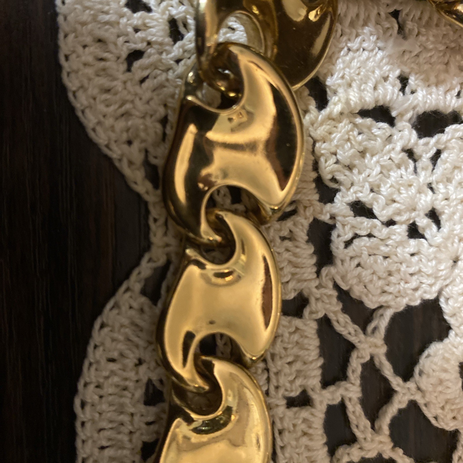 Vtg Monet Signed Gold Plate Panel Link Mariner Runway Glamour Statement Necklace