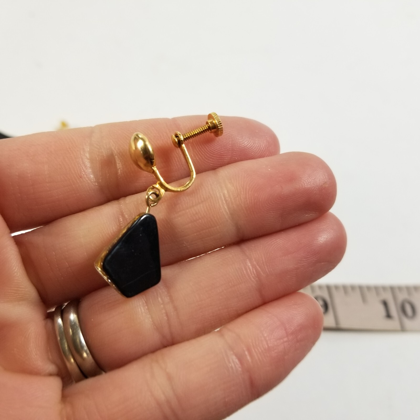 Gold Tone Flake Nugget Confetti Screw On Dangle Earrings VTG RARE