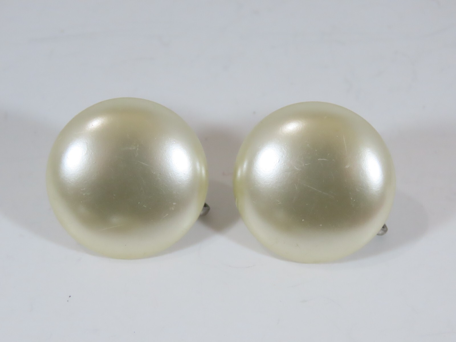 VTG Simulated Pearl Earring Lot Cabochon Dome Rhinestone Clip Screw Back D2078
