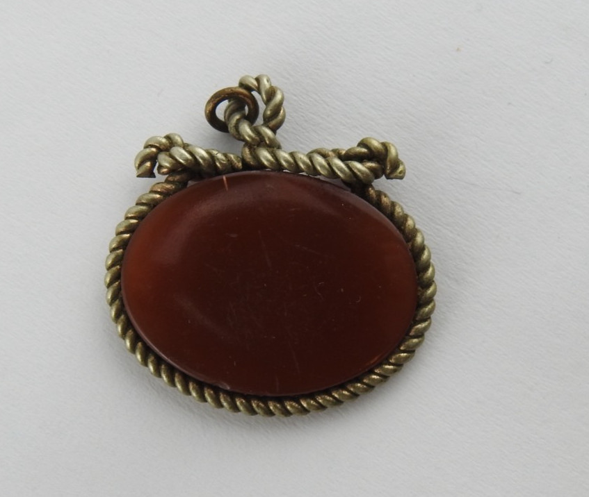 Vintage Carved Presssed Cameo Pendant Brown Mythological FOB Vicotrian