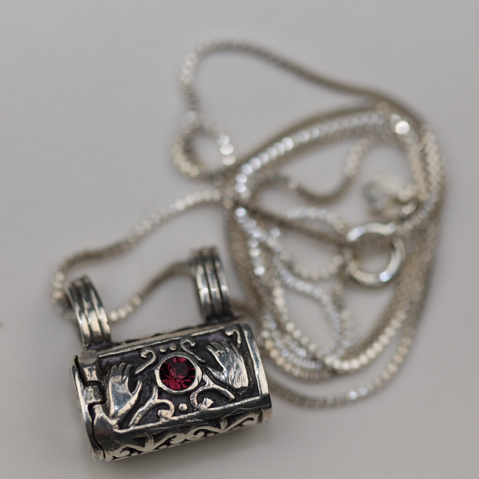 Handbag Locket Amethyst Gemstone Pendant Necklace Sterling Silver
