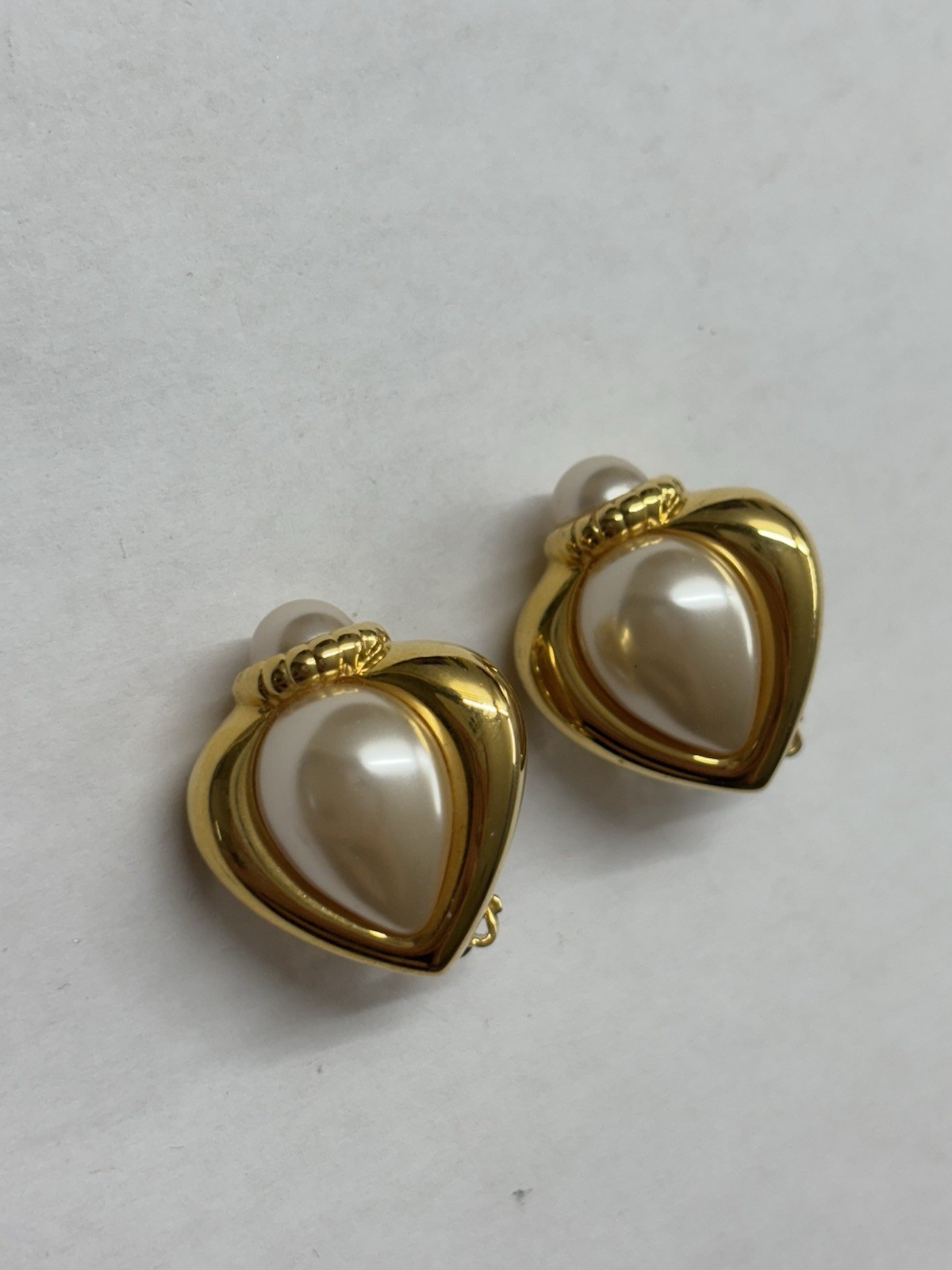 Joan Rivers Vintage Pearl Clip-On Earrings: Gold-Plated Heart Design