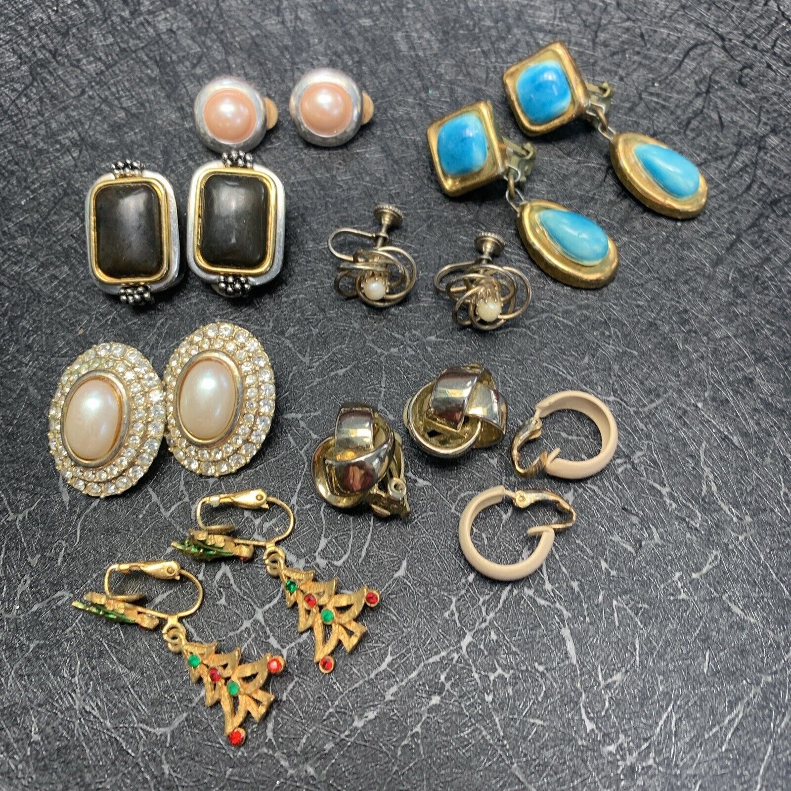 Wearable Vintage Clip Earring Lot Assorted 8 Pairs As Shown