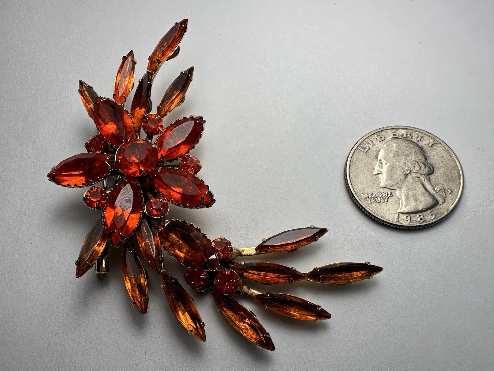 Victorian antique orange crystal brooch