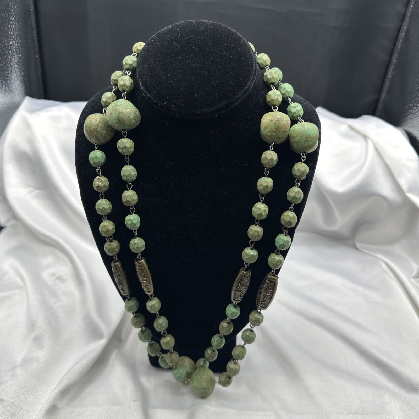 Vtg Handcrafted Extra Long Painted Beads Necklace. It’s 36” Long. See pics.