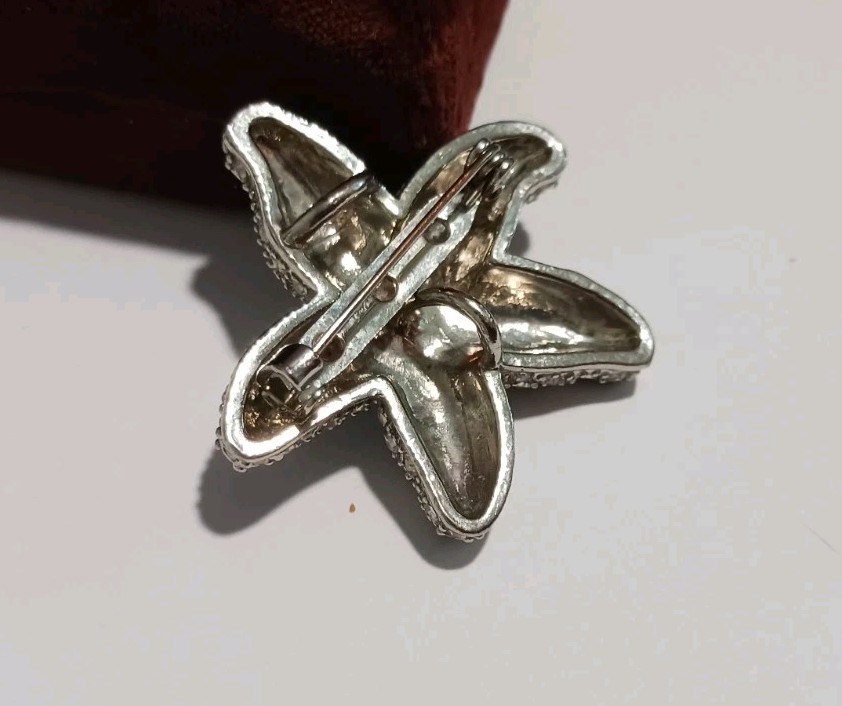VINTAGE FAUX ART DECO SILVER TURQUOISE & CHRYSTAL PENDANT OR BROOCH BEACH VIBES