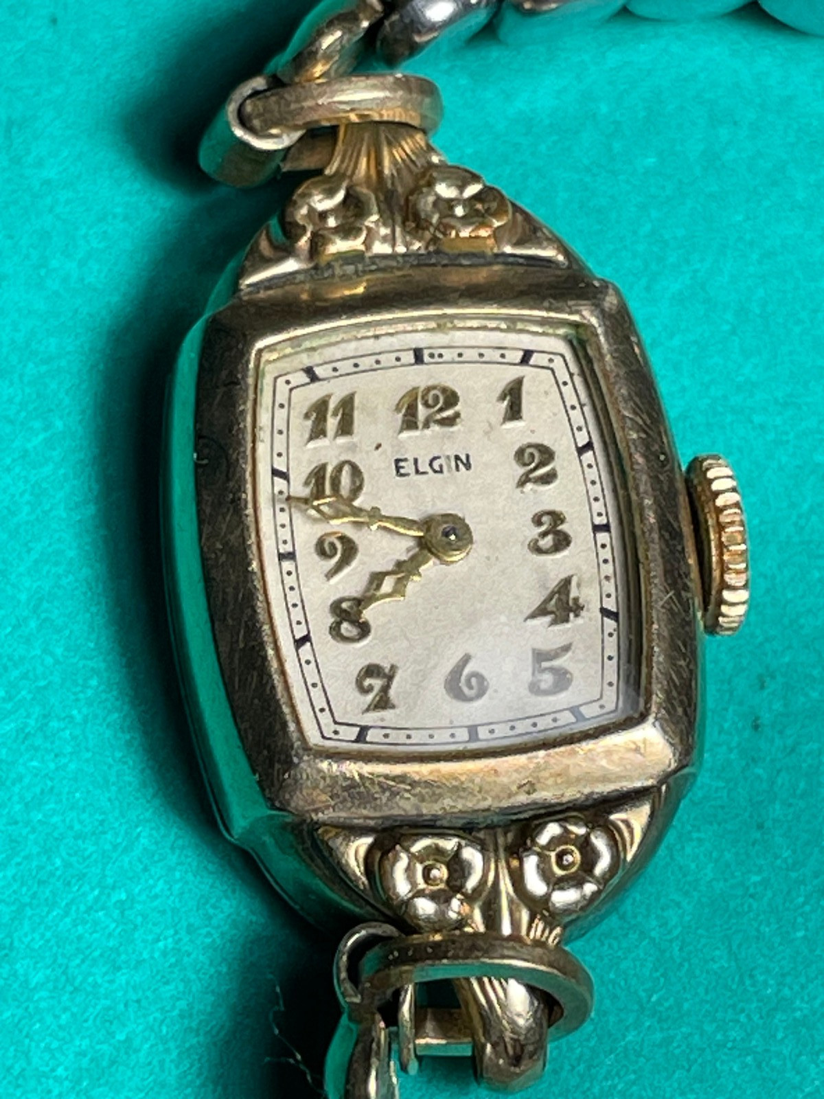 Ladies Elgin Wrist Watch windup working watch 10k gold filled band
