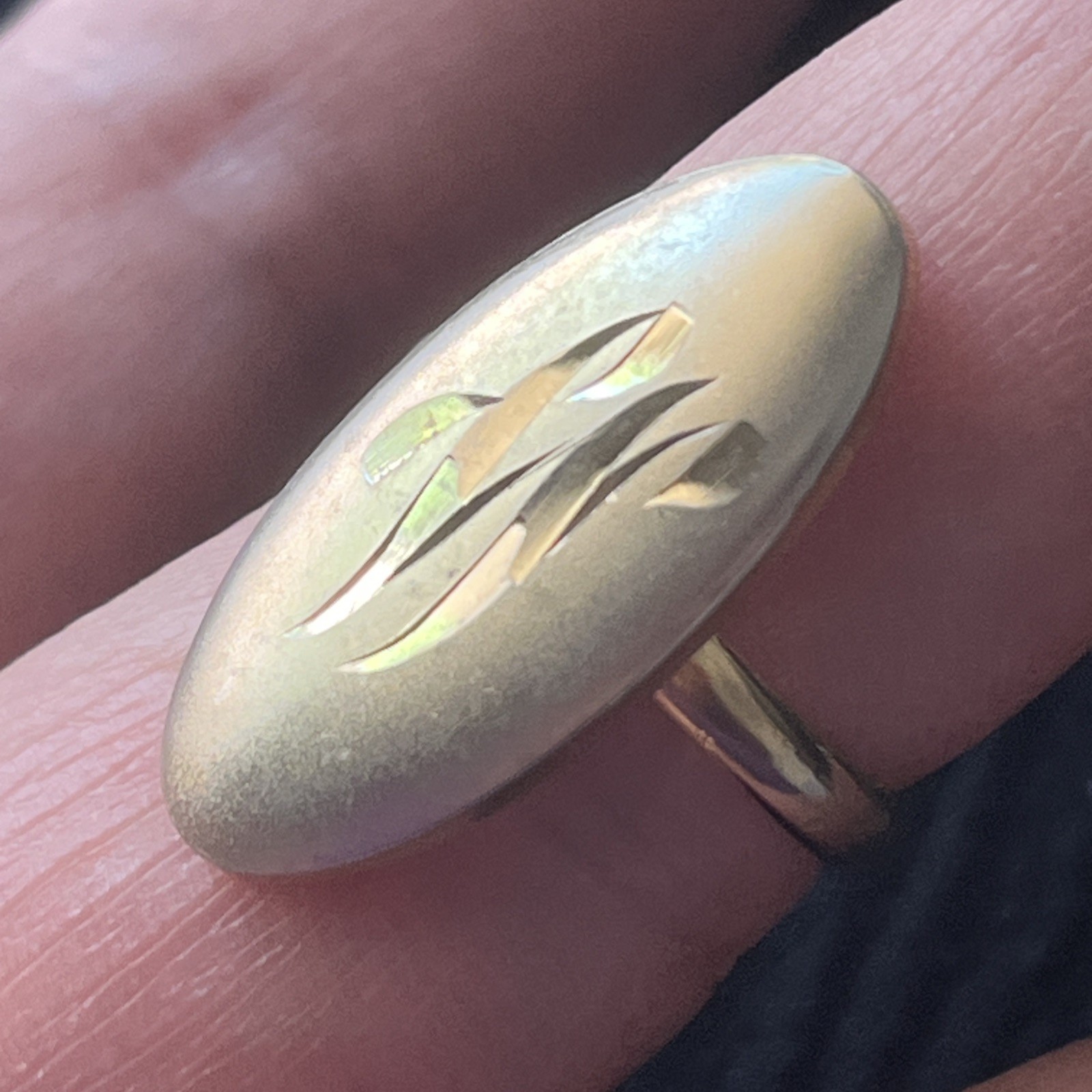 Vintage Monogram Signet Oval Yellow Gold Plated Ring Size 6 Adjustable Band