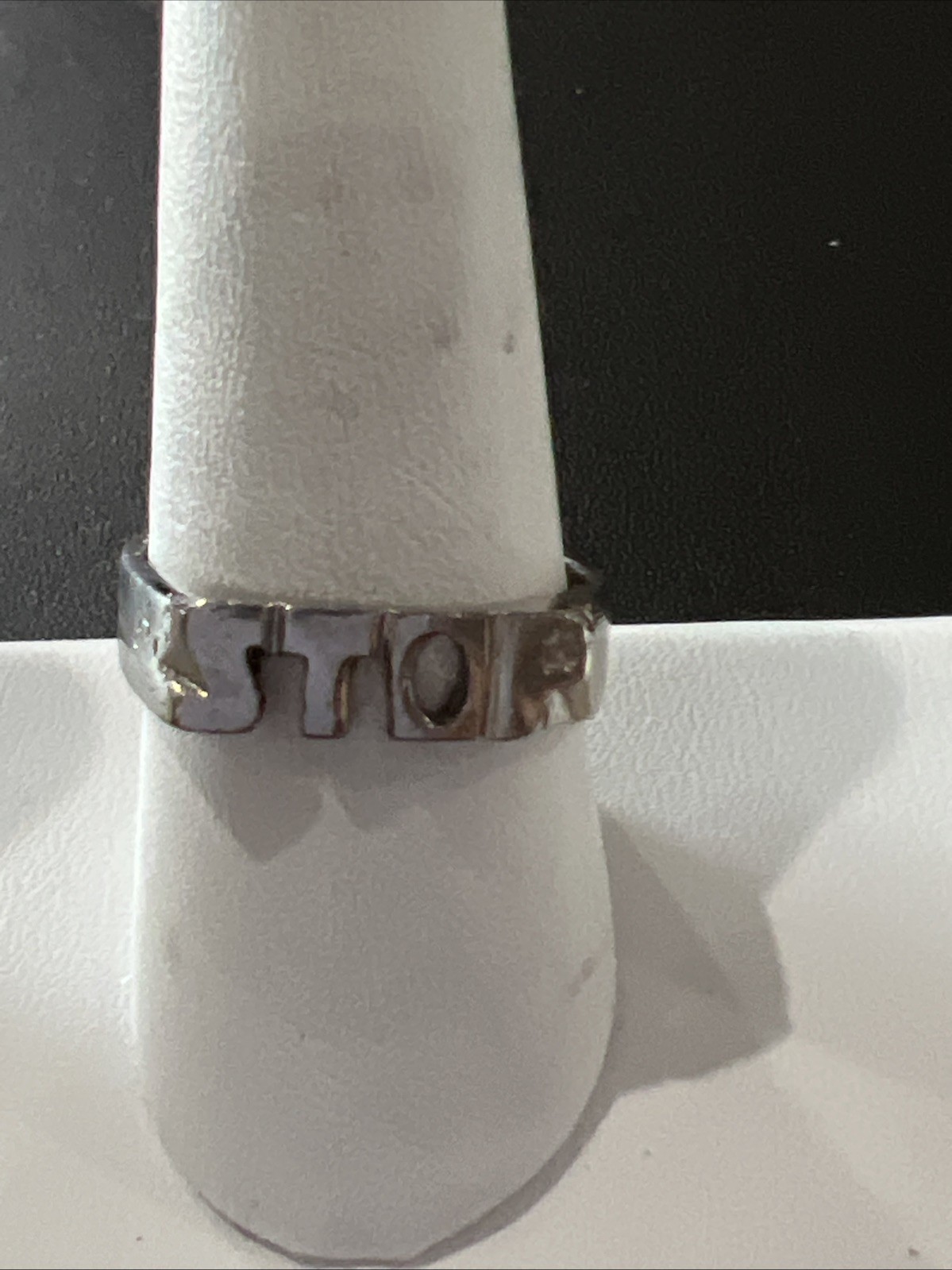Vintage Ring Size 9.5 Says Love On One Side Stop On The Other