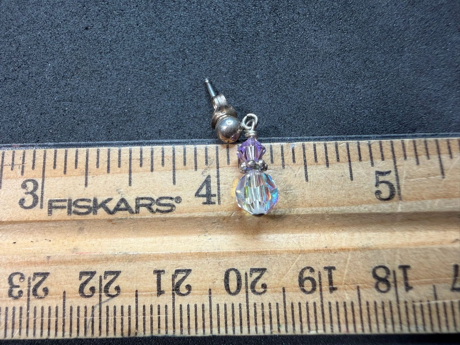 1.48g Vintage Sterling Silver 925 Drop Earrings Faceted Bead Dangle Design M
