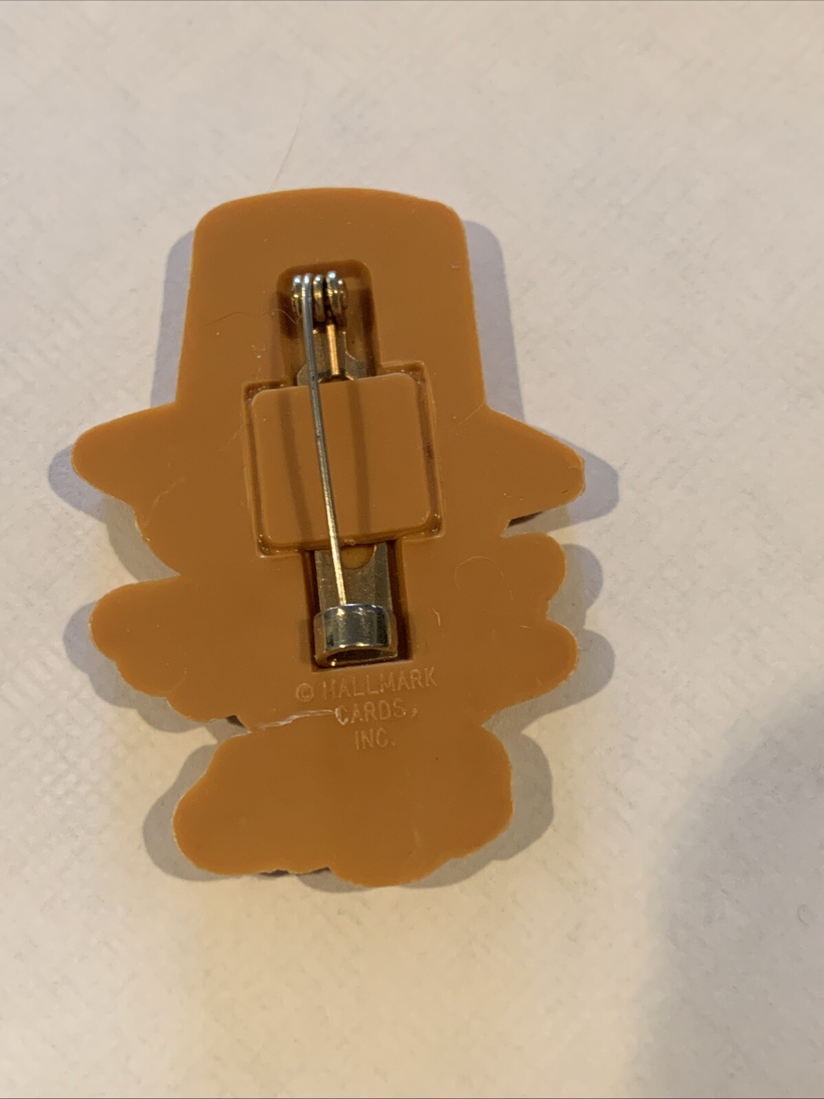 VTG Hallmark Brown Pilgrim Bird Plastic Brooch 1979 Thanksgiving