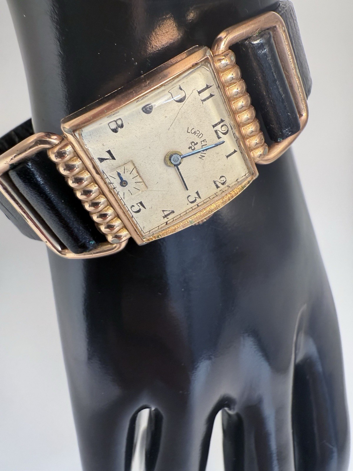 Vintage Lord Elgin Drivers Fancy Case Champagne Dial Watch! (It Works).