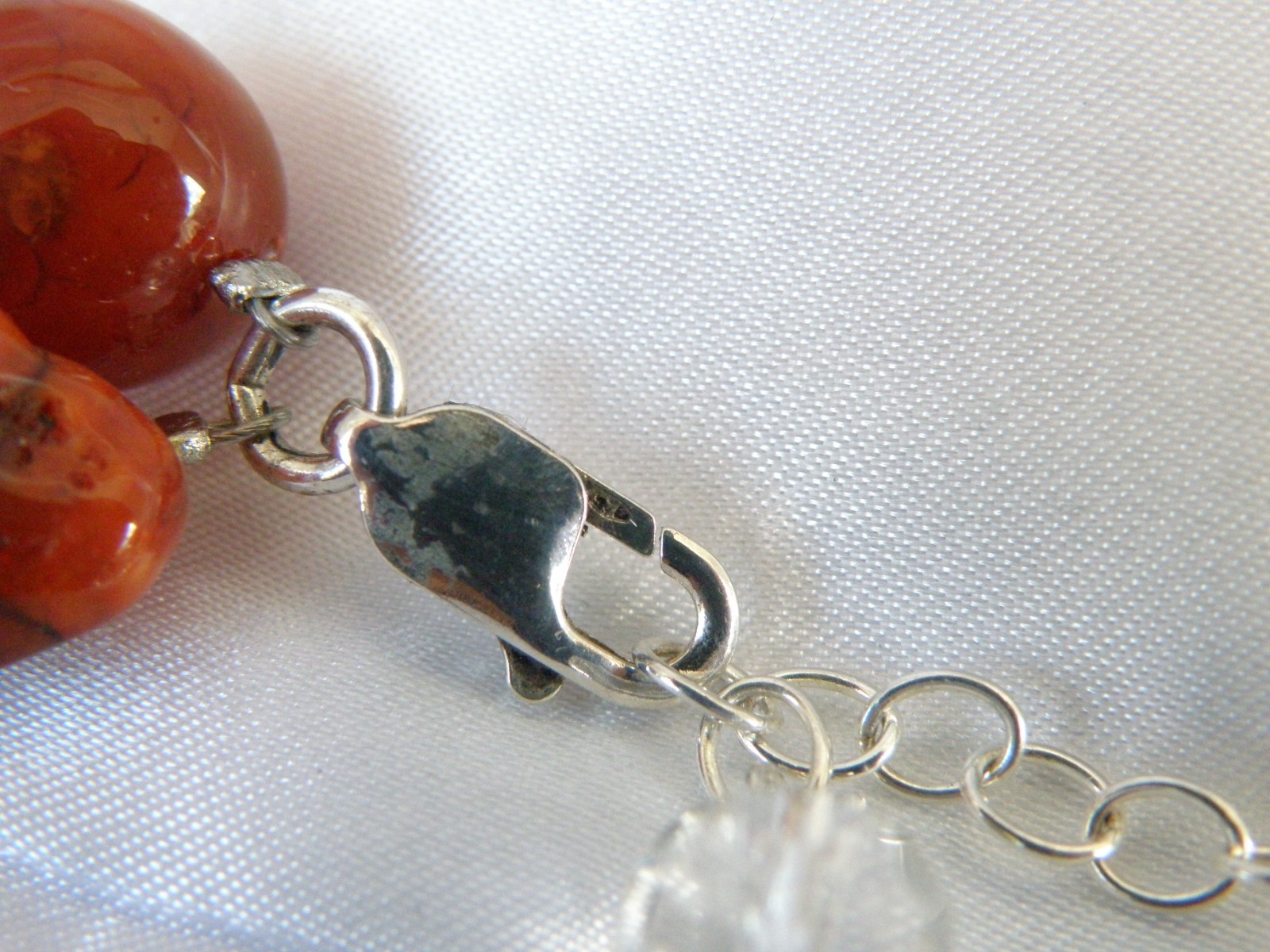 Vintage Natural Carnelian Multi Stone Bold Sterling Silver Necklace