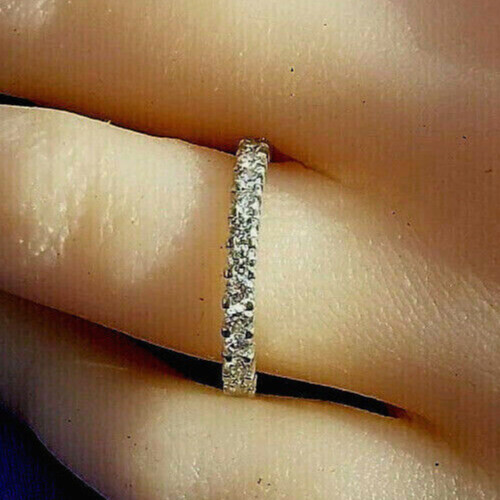 EARTH MINED DIAMOND Deco Style Wedding BAND 14K GOLD Stacking Anniversary RING