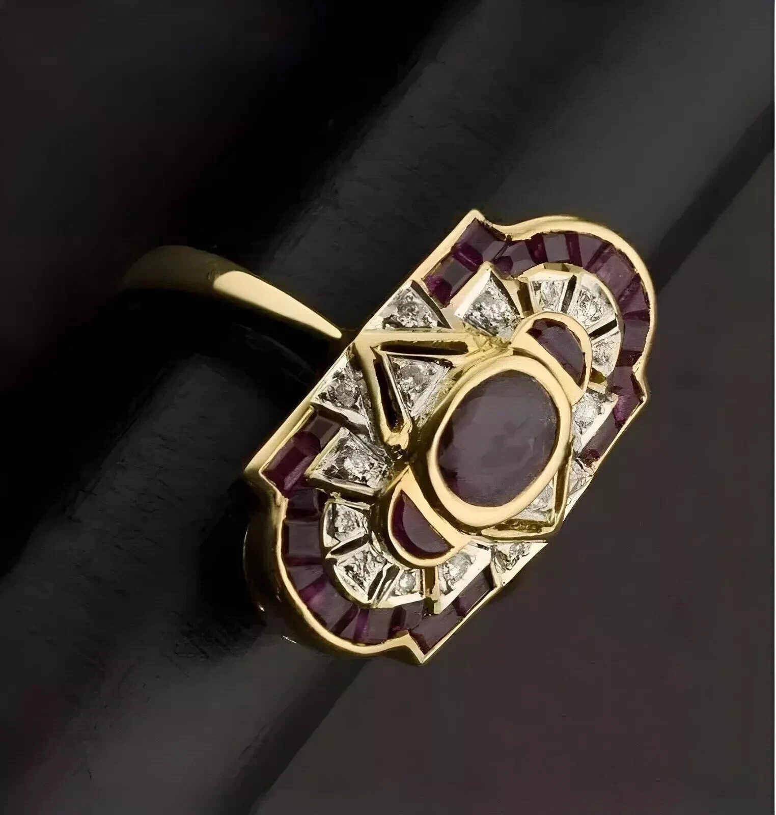 3.4Ct Art Deco Style Lab Created Diamond Wedding Engagement 14K Gold Finish Ring