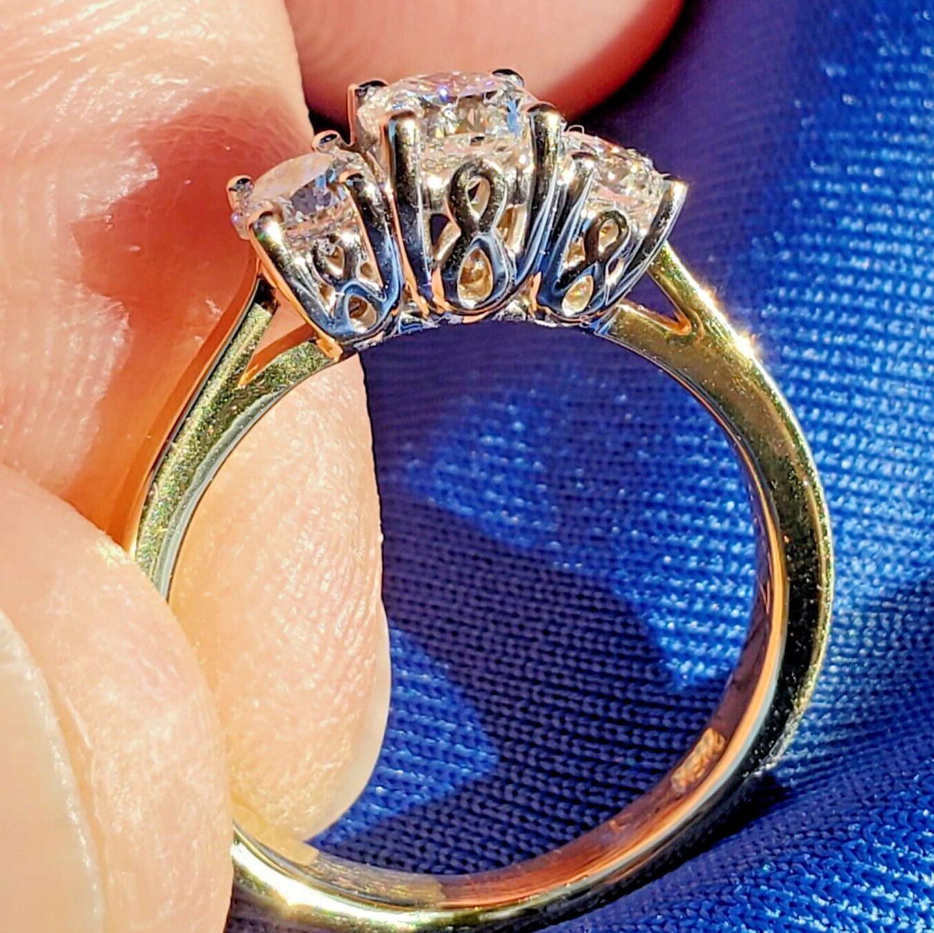 Original EARTH MINED DIAMOND Octagon cut Deco Engagement Ring Vintage Trilogy 6